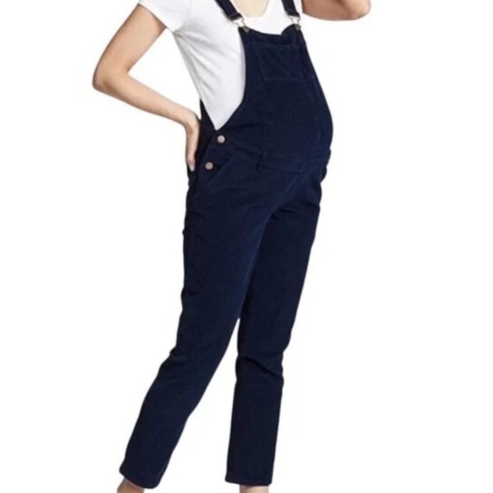 Hatch maternity women’s Selma blue corduroy overalls 1/S